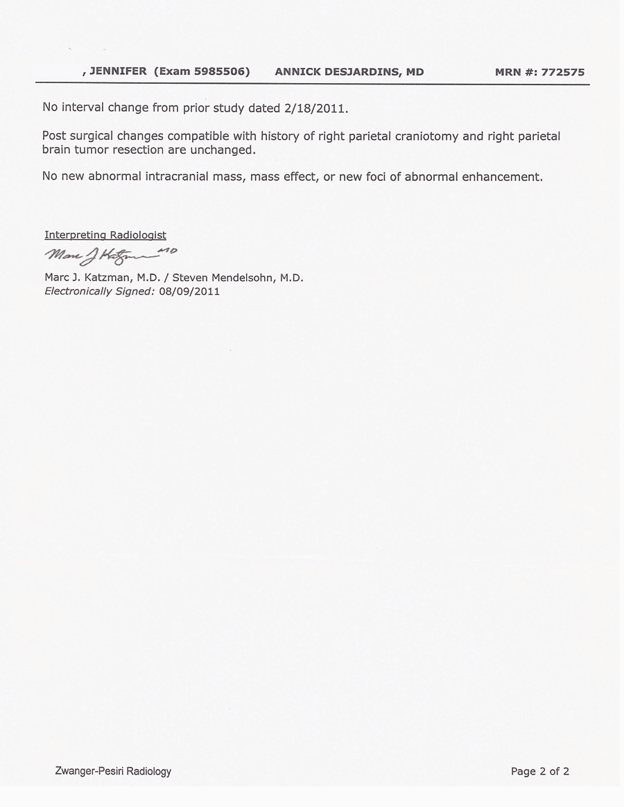 MRI  August 8, 2011 Page 2